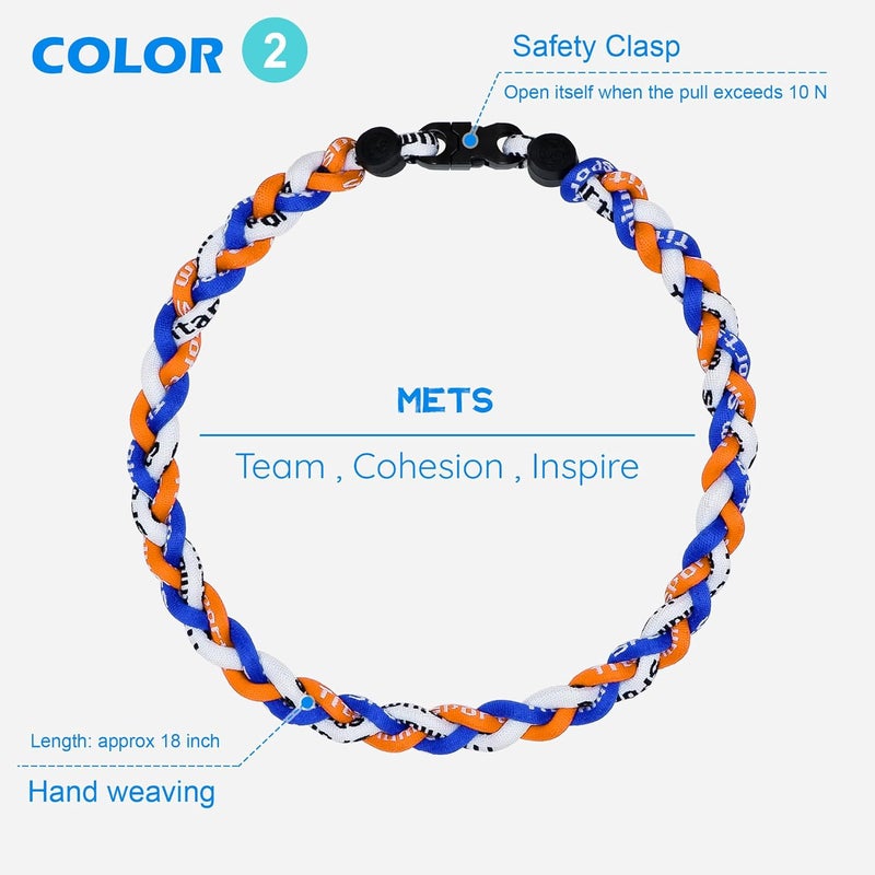 SUPBOMM 3 pcs Baseball Rope Necklaces, League Team Colors Braided Necklace, Baseball Team Gifts - Image 3
